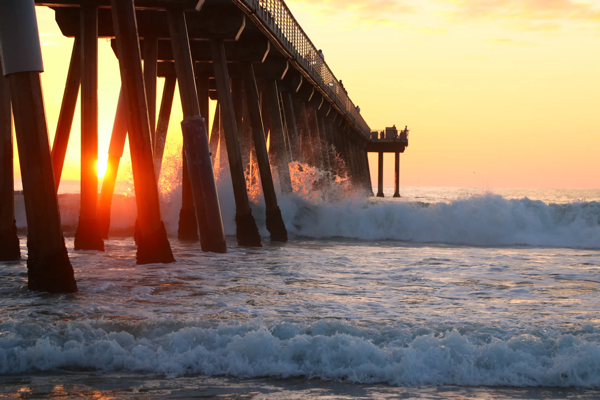 Light beneath a coastal pier